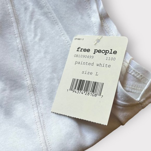 Free People Size L NEW White Flutter Sleeve Fleur Scoop Tank - Picture 4 of 11